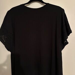 Women's Black Eyelet Sleeve Top